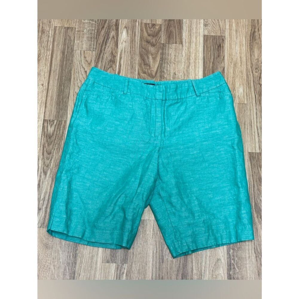 Talbots Teal Linen Blend Bermuda Shorts